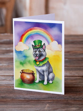 Load image into Gallery viewer, Norwegian Elkhound St Patrick's Day Greeting Cards - Blank Note Cards – 8-Pack of Artist-Designed Cards with Envelopes