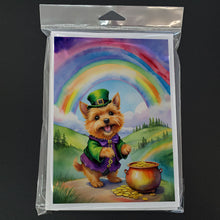Load image into Gallery viewer, Norwich Terrier St Patrick's Day Greeting Cards - Blank Note Cards – 8-Pack of Artist-Designed Cards with Envelopes