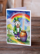 Load image into Gallery viewer, Old English Sheepdog St Patrick's Day Greeting Cards - Blank Note Cards – 8-Pack of Artist-Designed Cards with Envelopes