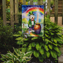 Load image into Gallery viewer, Old English Sheepdog St. Patrick’s Day Garden Flag – Dog with Pot of Gold &amp; Rainbow Yard Decor