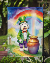 Load image into Gallery viewer, Old English Sheepdog St. Patrick’s Day Garden Flag – Dog with Pot of Gold &amp; Rainbow Yard Decor