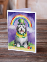 Load image into Gallery viewer, Old English Sheepdog St Patrick's Day Greeting Cards - Blank Note Cards – 8-Pack of Artist-Designed Cards with Envelopes