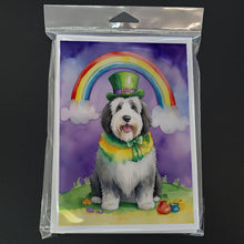 Load image into Gallery viewer, Old English Sheepdog St Patrick's Day Greeting Cards - Blank Note Cards – 8-Pack of Artist-Designed Cards with Envelopes