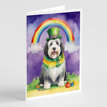 Load image into Gallery viewer, Old English Sheepdog St Patrick's Day Greeting Cards - Blank Note Cards – 8-Pack of Artist-Designed Cards with Envelopes