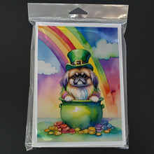 Load image into Gallery viewer, Pekingese St Patrick's Day Greeting Cards - Blank Note Cards – 8-Pack of Artist-Designed Cards with Envelopes