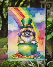 Load image into Gallery viewer, Pekingese St. Patrick’s Day Garden Flag – Dog with Pot of Gold &amp; Rainbow Yard Decor