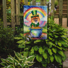 Load image into Gallery viewer, Pomeranian St. Patrick’s Day Garden Flag – Dog with Pot of Gold &amp; Rainbow Yard Decor