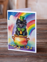 Load image into Gallery viewer, Pomeranian St Patrick's Day Greeting Cards - Blank Note Cards – 8-Pack of Artist-Designed Cards with Envelopes