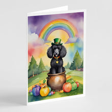 Load image into Gallery viewer, Black Poodle St Patrick's Day Greeting Cards - Blank Note Cards – 8-Pack of Artist-Designed Cards with Envelopes