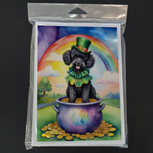 Load image into Gallery viewer, Black Poodle St Patrick's Day Greeting Cards - Blank Note Cards – 8-Pack of Artist-Designed Cards with Envelopes