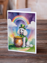 Load image into Gallery viewer, White Poodle St Patrick's Day Greeting Cards - Blank Note Cards – 8-Pack of Artist-Designed Cards with Envelopes