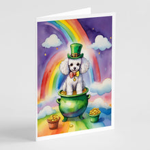Load image into Gallery viewer, White Poodle St Patrick's Day Greeting Cards - Blank Note Cards – 8-Pack of Artist-Designed Cards with Envelopes