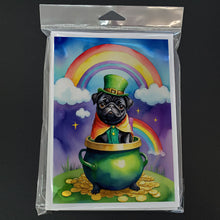 Load image into Gallery viewer, Pug St Patrick's Day Greeting Cards - Blank Note Cards – 8-Pack of Artist-Designed Cards with Envelopes