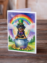 Load image into Gallery viewer, Rottweiler St Patrick's Day Greeting Cards - Blank Note Cards – 8-Pack of Artist-Designed Cards with Envelopes
