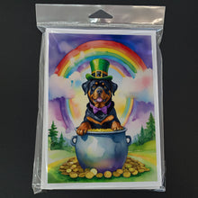 Load image into Gallery viewer, Rottweiler St Patrick's Day Greeting Cards - Blank Note Cards – 8-Pack of Artist-Designed Cards with Envelopes