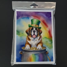 Load image into Gallery viewer, Saint Bernard St Patrick's Day Greeting Cards - Blank Note Cards – 8-Pack of Artist-Designed Cards with Envelopes