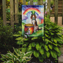 Load image into Gallery viewer, Saluki St. Patrick’s Day Garden Flag – Dog with Pot of Gold &amp; Rainbow Yard Decor