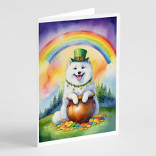 Load image into Gallery viewer, Samoyed St Patrick's Day Greeting Cards - Blank Note Cards – 8-Pack of Artist-Designed Cards with Envelopes