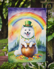 Load image into Gallery viewer, Samoyed St. Patrick’s Day Garden Flag – Dog with Pot of Gold &amp; Rainbow Yard Decor