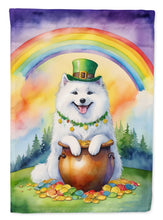 Load image into Gallery viewer, Samoyed St. Patrick’s Day Garden Flag – Dog with Pot of Gold &amp; Rainbow Yard Decor