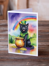 Load image into Gallery viewer, Schipperke St Patrick's Day Greeting Cards - Blank Note Cards – 8-Pack of Artist-Designed Cards with Envelopes