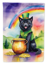 Load image into Gallery viewer, Schipperke St. Patrick’s Day Garden Flag – Dog with Pot of Gold &amp; Rainbow Yard Decor