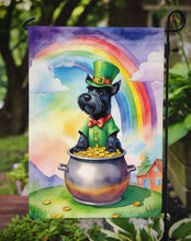 Load image into Gallery viewer, Scottish Terrier St. Patrick’s Day Garden Flag – Dog with Pot of Gold &amp; Rainbow Yard Decor