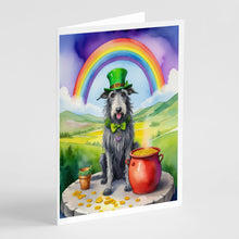 Load image into Gallery viewer, Scottish Deerhound St Patrick's Day Greeting Cards - Blank Note Cards – 8-Pack of Artist-Designed Cards with Envelopes