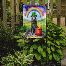Load image into Gallery viewer, Scottish Deerhound St. Patrick’s Day Garden Flag – Dog with Pot of Gold &amp; Rainbow Yard Decor