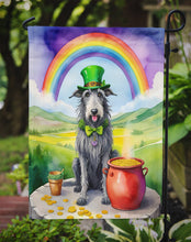 Load image into Gallery viewer, Scottish Deerhound St. Patrick’s Day Garden Flag – Dog with Pot of Gold &amp; Rainbow Yard Decor