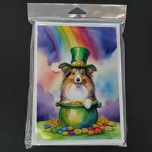 Load image into Gallery viewer, Sheltie St Patrick's Day Greeting Cards - Blank Note Cards – 8-Pack of Artist-Designed Cards with Envelopes