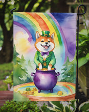Load image into Gallery viewer, Shiba Inu St. Patrick’s Day Garden Flag – Dog with Pot of Gold &amp; Rainbow Yard Decor