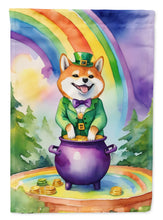 Load image into Gallery viewer, Shiba Inu St. Patrick’s Day Garden Flag – Dog with Pot of Gold &amp; Rainbow Yard Decor