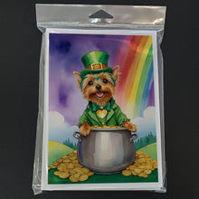 Load image into Gallery viewer, Silky Terrier St Patrick's Day Greeting Cards - Blank Note Cards – 8-Pack of Artist-Designed Cards with Envelopes