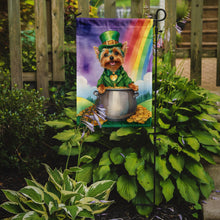 Load image into Gallery viewer, Silky Terrier St. Patrick’s Day Garden Flag – Dog with Pot of Gold &amp; Rainbow Yard Decor