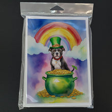 Load image into Gallery viewer, Staffordshire Bull Terrier St Patrick's Day Greeting Cards - Blank Note Cards – 8-Pack of Artist-Designed Cards with Envelopes
