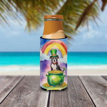 Load image into Gallery viewer, Staffordshire Bull Terrier St Patrick's Day Slim Can Huggers – Fun, Functional Drink Coolers for Every Occasion