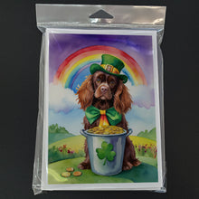 Load image into Gallery viewer, Sussex Spaniel St Patrick's Day Greeting Cards - Blank Note Cards – 8-Pack of Artist-Designed Cards with Envelopes
