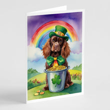 Load image into Gallery viewer, Sussex Spaniel St Patrick's Day Greeting Cards - Blank Note Cards – 8-Pack of Artist-Designed Cards with Envelopes