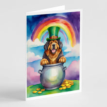 Load image into Gallery viewer, Tibetan Mastiff St Patrick's Day Greeting Cards - Blank Note Cards – 8-Pack of Artist-Designed Cards with Envelopes