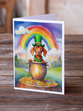 Load image into Gallery viewer, Vizsla St Patrick's Day Greeting Cards - Blank Note Cards – 8-Pack of Artist-Designed Cards with Envelopes