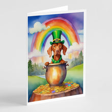Load image into Gallery viewer, Vizsla St Patrick's Day Greeting Cards - Blank Note Cards – 8-Pack of Artist-Designed Cards with Envelopes