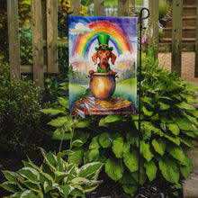 Load image into Gallery viewer, Vizsla St. Patrick’s Day Garden Flag – Dog with Pot of Gold &amp; Rainbow Yard Decor