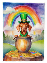 Load image into Gallery viewer, Vizsla St. Patrick’s Day Garden Flag – Dog with Pot of Gold &amp; Rainbow Yard Decor