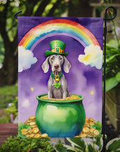 Load image into Gallery viewer, Weimaraner St. Patrick’s Day Garden Flag – Dog with Pot of Gold &amp; Rainbow Yard Decor