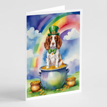 Load image into Gallery viewer, Welsh Springer Spaniel St Patrick's Day Greeting Cards - Blank Note Cards – 8-Pack of Artist-Designed Cards with Envelopes