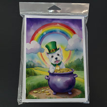 Load image into Gallery viewer, Westie St Patrick's Day Greeting Cards - Blank Note Cards – 8-Pack of Artist-Designed Cards with Envelopes