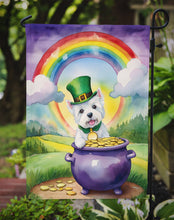Load image into Gallery viewer, Westie St. Patrick’s Day Garden Flag – Dog with Pot of Gold &amp; Rainbow Yard Decor