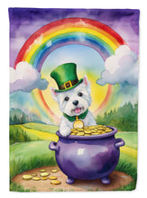 Load image into Gallery viewer, Westie St. Patrick’s Day Garden Flag – Dog with Pot of Gold &amp; Rainbow Yard Decor