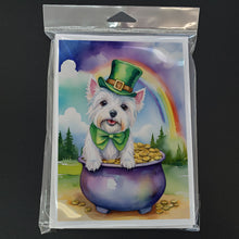 Load image into Gallery viewer, Westie St Patrick's Day Greeting Cards - Blank Note Cards – 8-Pack of Artist-Designed Cards with Envelopes